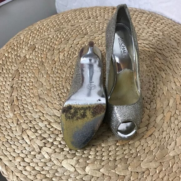 Michael Michael Kors Sparkling Silver Platform Slip On Pumps Size 8 - Picture 8 of 9